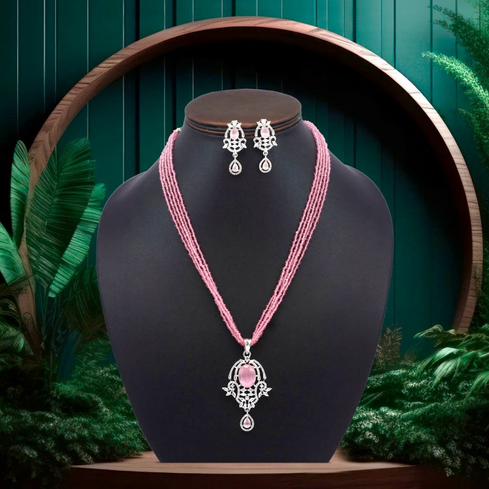 Elegant Pink Necklace and Earring Set
